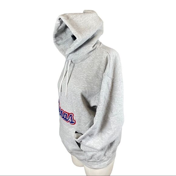Texas Custom Chenille Embroidered Grey womens Hanes Hoodie M - Picture 2 of 4